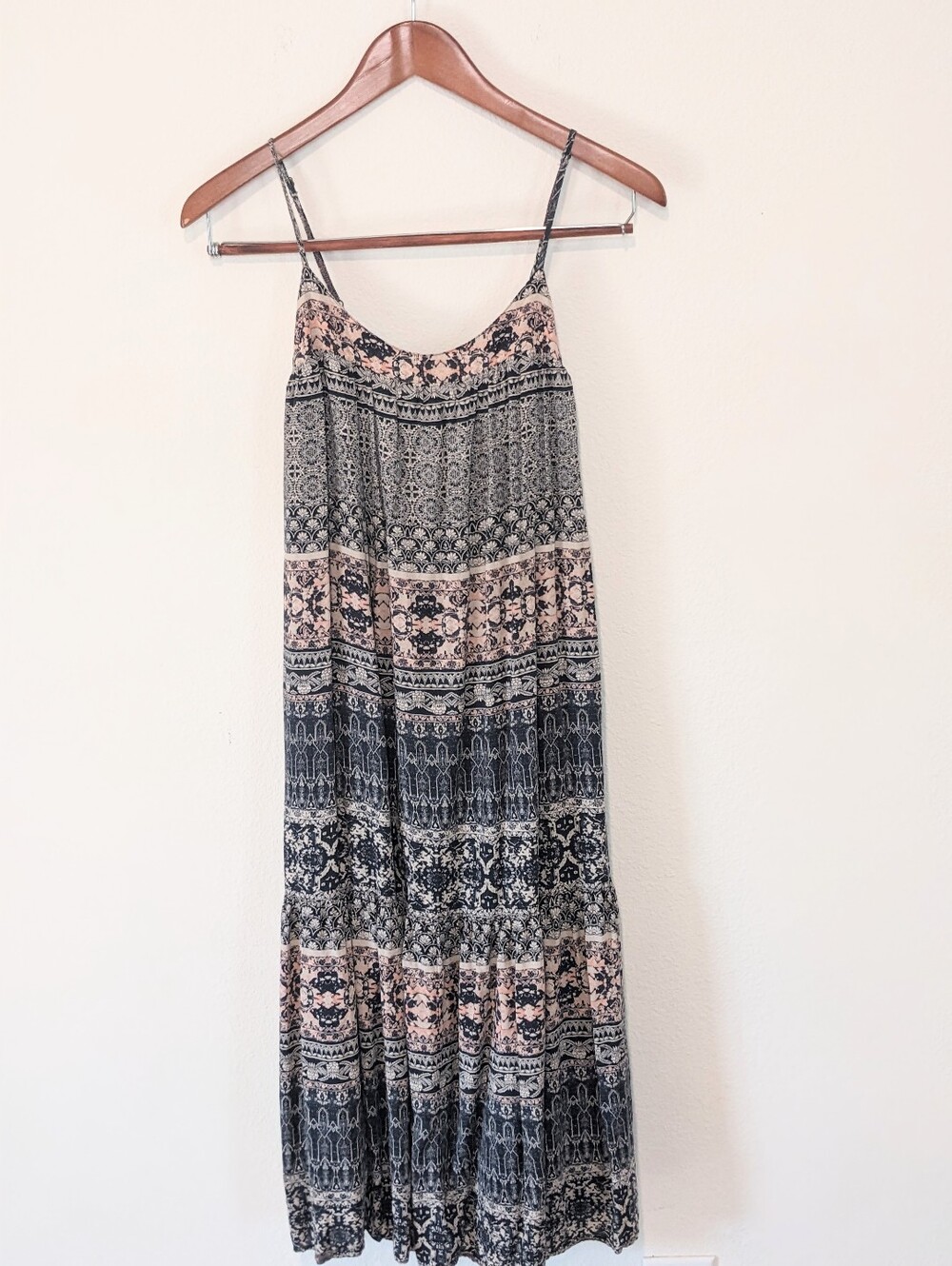 Lucky Brand BOHO Floral Crinckle Midi Dress S